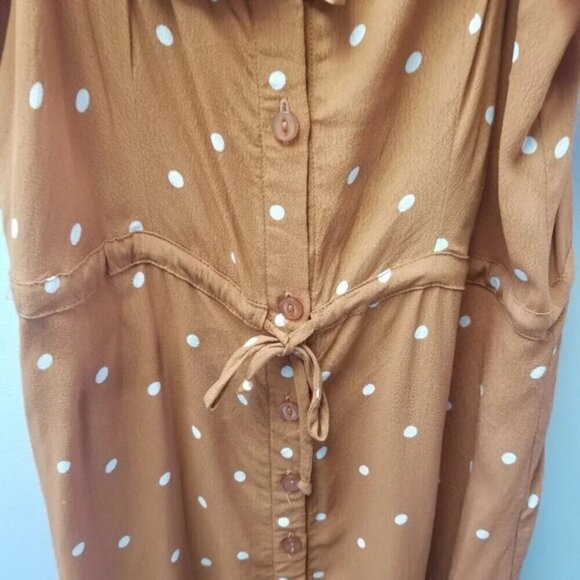 For Love and Lemons Natalia Midi Polka Dot Orange Saffron Dress XS - Picture 13 of 14